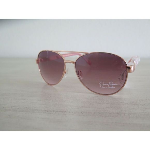 JESSICA SIMPSON J6009 RGDRS Women Pink Gold Aviator Chain Link Sunglasses $50 - Picture 4 of 7